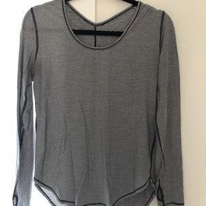 Lululemon black and white striped long sleeve